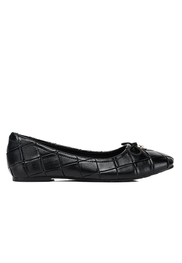 Romy Comfy Fit Footbed Microfiber Leather Flats & Ballerina In Black