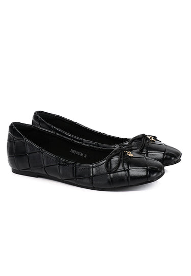 Romy Comfy Fit Footbed Microfiber Leather Flats & Ballerina In Black