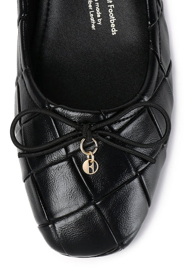 Romy Comfy Fit Footbed Microfiber Leather Flats & Ballerina In Black