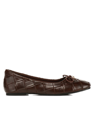 Romy Comfy Fit Footbed Microfiber Leather Flats & Ballerina In Espresso