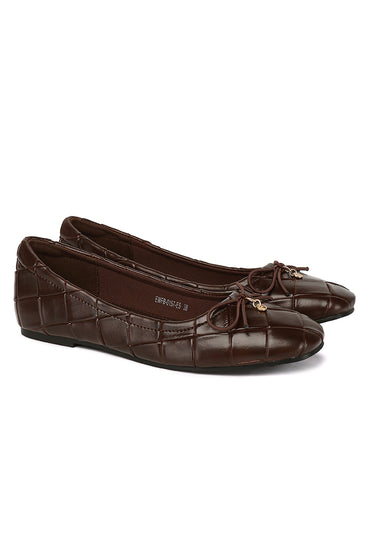 Romy Comfy Fit Footbed Microfiber Leather Flats & Ballerina In Espresso
