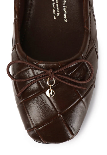 Romy Comfy Fit Footbed Microfiber Leather Flats & Ballerina In Espresso