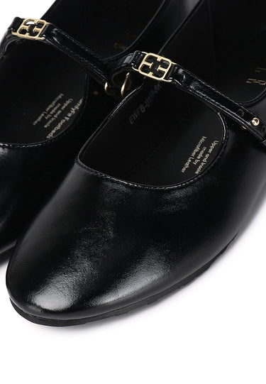 Lucille Comfy Fit Footbed Microfiber Leather Flats & Ballerina In Black