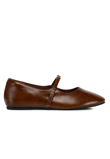 Lucille Comfy Fit Footbed Microfiber Leather Flats & Ballerina In Brown