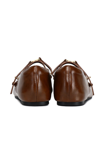 Lucille Comfy Fit Footbed Microfiber Leather Flats & Ballerina In Brown