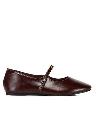 Lucille Comfy Fit Footbed Microfiber Leather Flats & Ballerina In Maroon