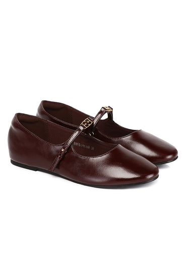 Lucille Comfy Fit Footbed Microfiber Leather Flats & Ballerina In Maroon