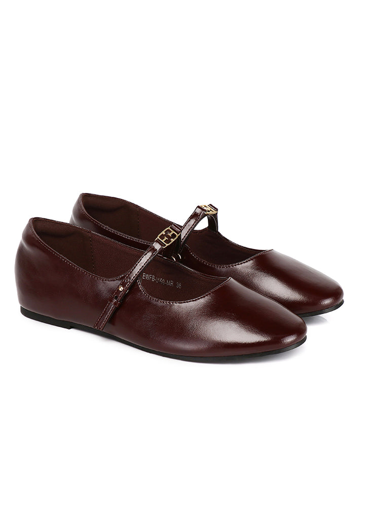 Lucille Comfy Fit Footbed Microfiber Leather Flats & Ballerina In Maroon – alternate view