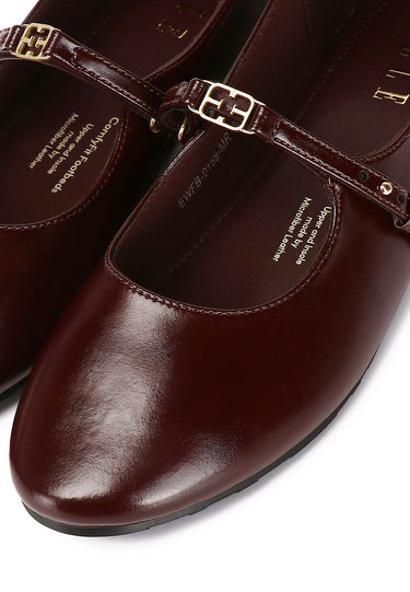 Lucille Comfy Fit Footbed Microfiber Leather Flats & Ballerina In Maroon