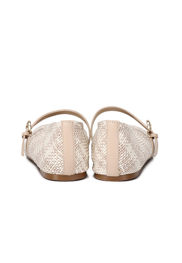 Noelle Woven Comfy Fit Footbed Microfiber Leather Flats & Ballerina In Beige