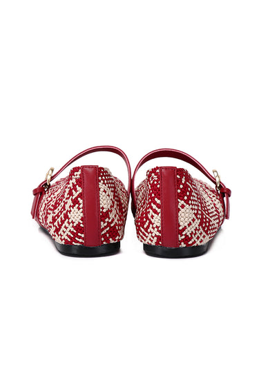 Noelle Woven Comfy Fit Footbed Microfiber Leather Flats & Ballerina In Rust Red