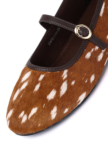 Sienna Calf Hair Comfy Fit Footbed Premium Leather Flats & Ballerina In Brown