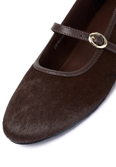 Sienna Calf Hair Comfy Fit Footbed Premium Leather Flats & Ballerina In Espresso