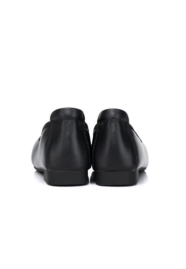Martina Comfy Fit Footbed Premium Leather Flats & Ballerina In Black