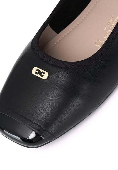 Martina Comfy Fit Footbed Premium Leather Flats & Ballerina In Black