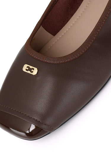 Martina Comfy Fit Footbed Premium Leather Flats & Ballerina In Espresso