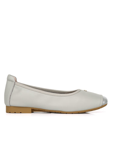 Martina Comfy Fit Footbed Premium Leather Flats & Ballerina In Light Blue