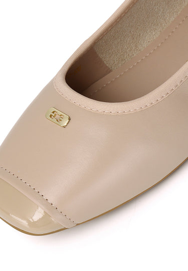Martina Comfy Fit Footbed Premium Leather Flats & Ballerina In Nude