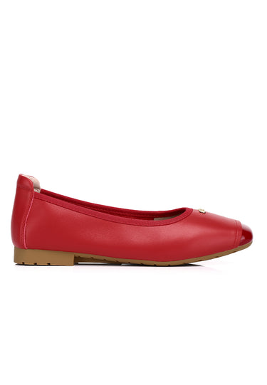 Martina Comfy Fit Footbed Premium Leather Flats & Ballerina In Red