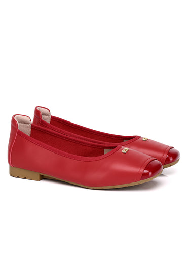 Martina Comfy Fit Footbed Premium Leather Flats & Ballerina In Red