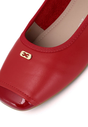 Martina Comfy Fit Footbed Premium Leather Flats & Ballerina In Red