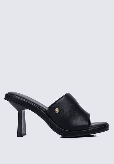 Valerie Comfy Fit Footbed Microfiber Leather Heels In Black