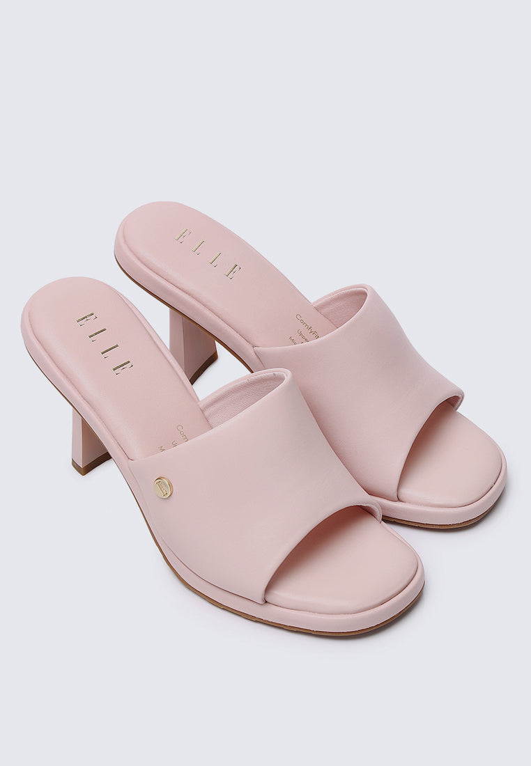 Valerie Comfy Fit Footbed Microfiber Leather Heels In Pink