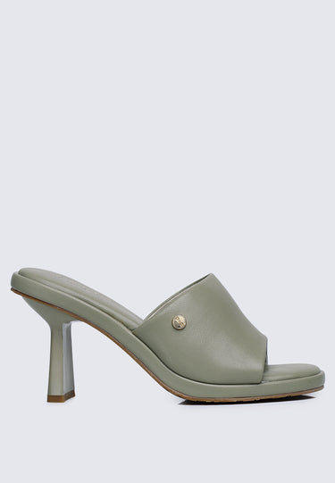 Valerie Comfy Fit Footbed Microfiber Leather Heels In Sea Green