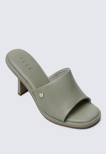 Valerie Comfy Fit Footbed Microfiber Leather Heels In Sea Green