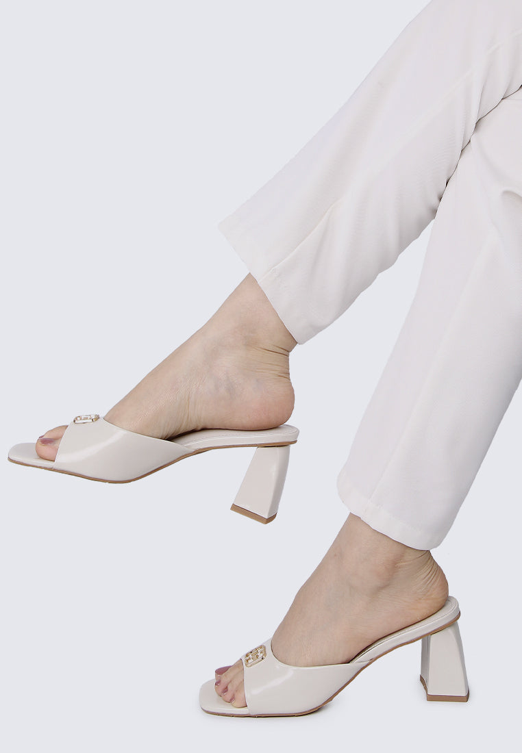 Vivienne Comfy Fit Footbed Microfiber Leather Heels In Almond