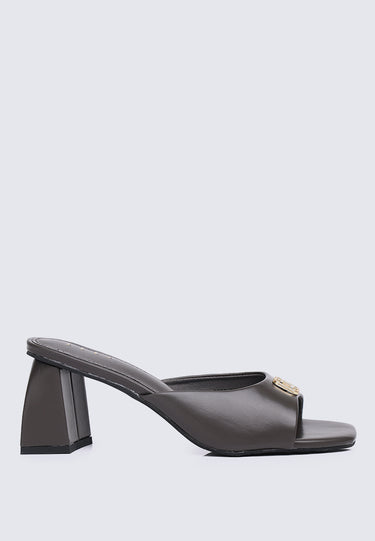 Vivienne Comfy Fit Footbed Microfiber Leather Heels In Grey