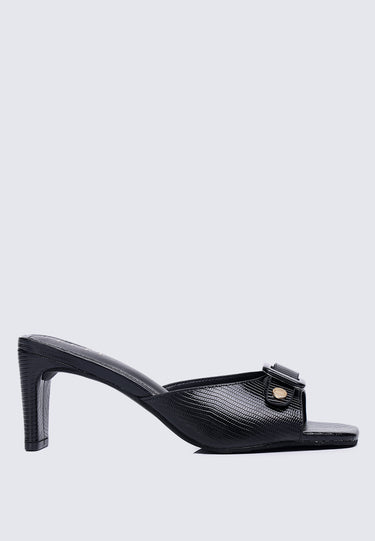 Eloise Comfy Fit Footbed Microfiber Leather Heels In Black
