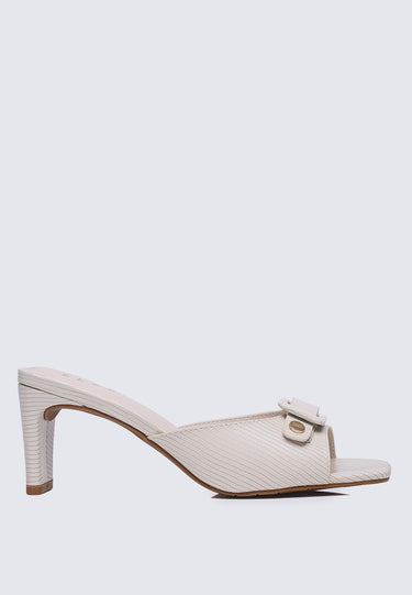 Eloise Comfy Fit Footbed Microfiber Leather Heels In White
