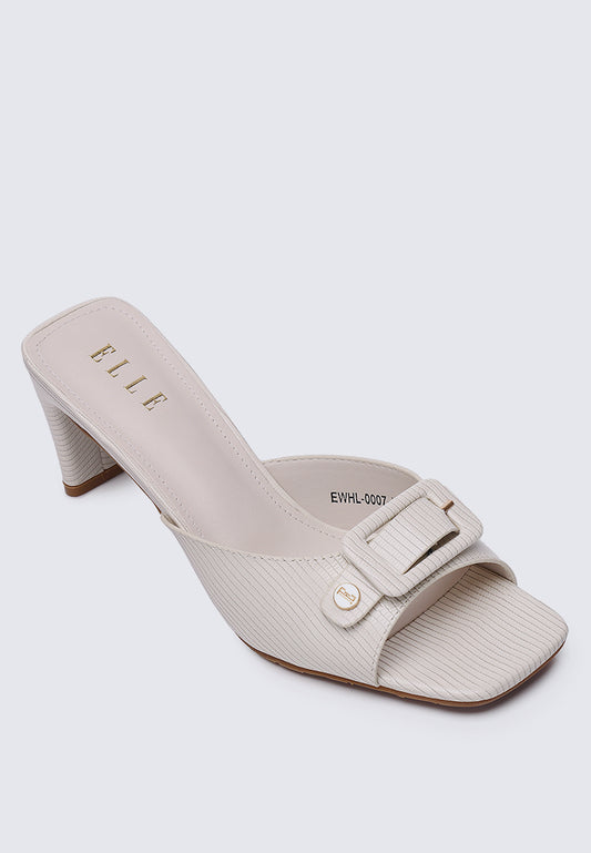 Eloise Comfy Fit Footbed Microfiber Leather Heels In White