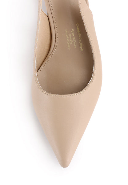 Noemie Comfy Fit Footbed Microfiber Leather  Heels In Almond