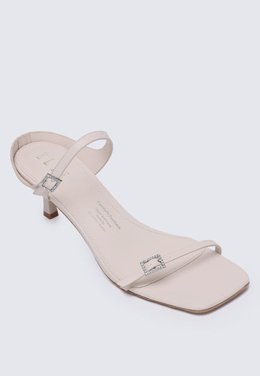 Camille Comfy Fit Footbed Microfiber Leather Heels In Beige