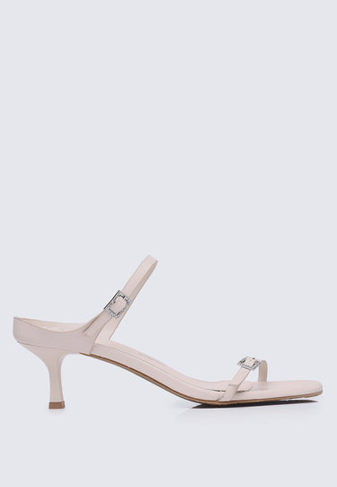 Camille Comfy Fit Footbed Microfiber Leather Heels In Beige