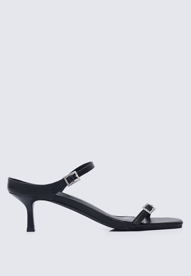 Camille Comfy Fit Footbed Microfiber Leather Heels In Black