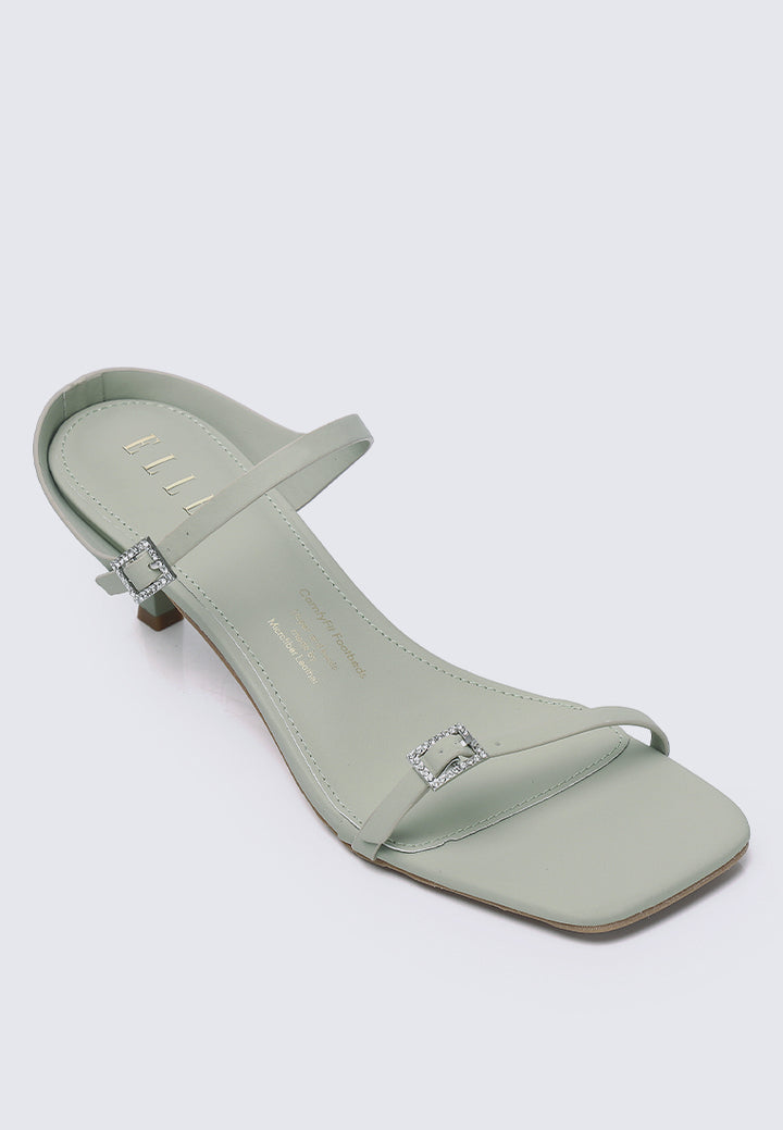 Camille Comfy Fit Footbed Microfiber Leather Heels In Sage Green – alternate view