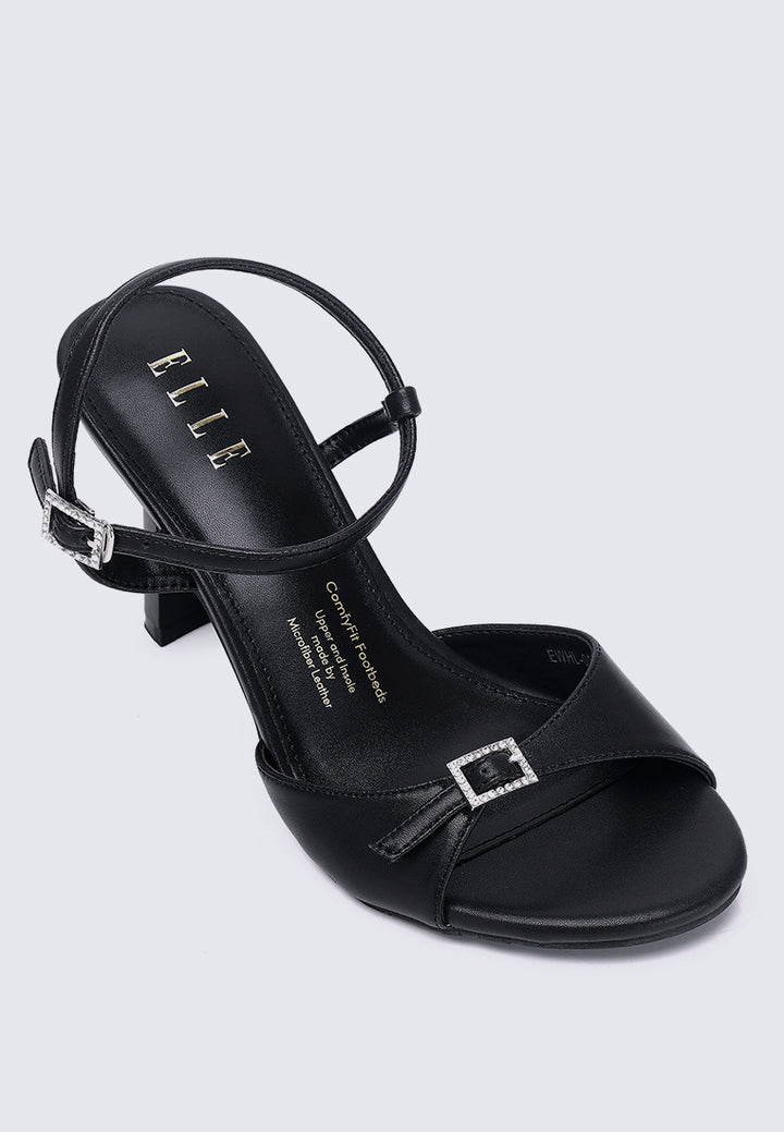 Jeanne Comfy Fit Footbed Microfiber Leather Heels In Black – alternate view