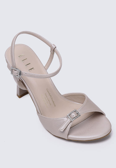 Jeanne Comfy Fit Footbed Microfiber Leather Heels In Blush