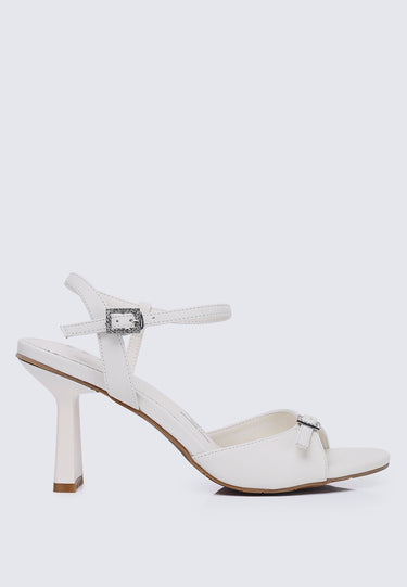 Jeanne Comfy Fit Footbed Microfiber Leather Heels In White