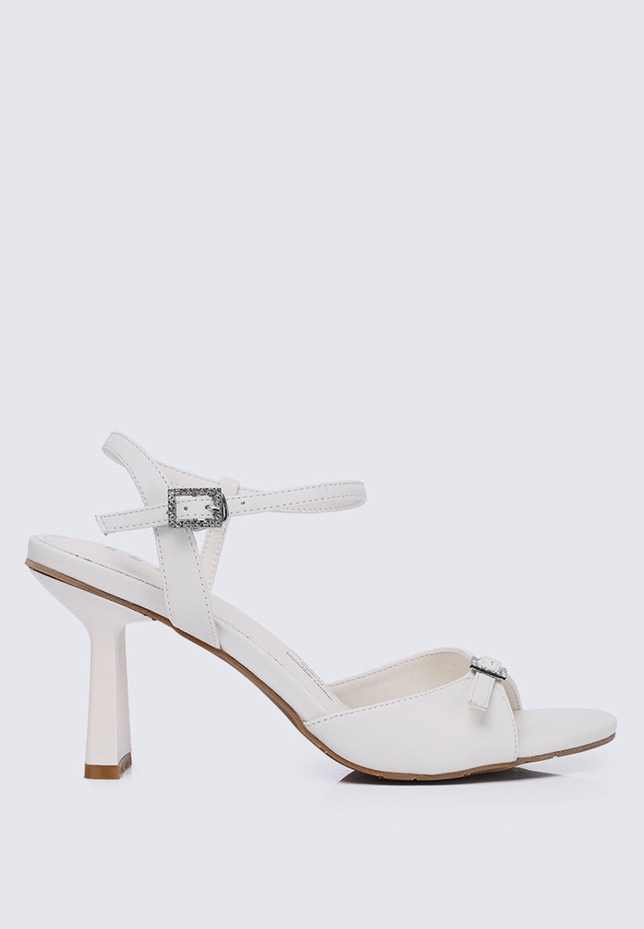 Jeanne Comfy Fit Footbed Microfiber Leather Heels In White