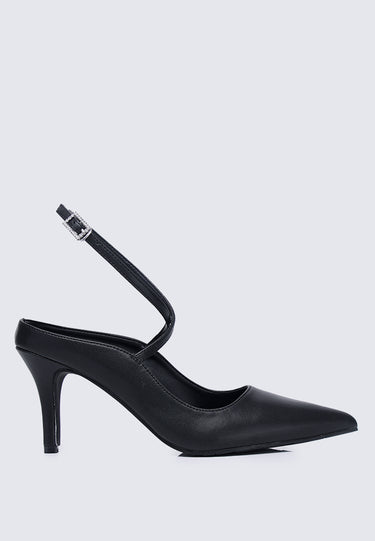 Sylvie Comfy Fit Footbed Microfiber Leather Heels In Black