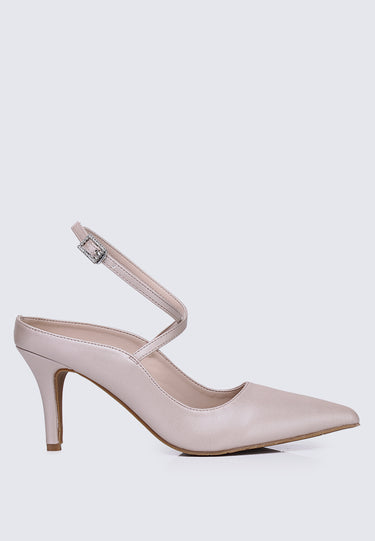 Sylvie Comfy Fit Footbed Microfiber Leather Heels In Blush