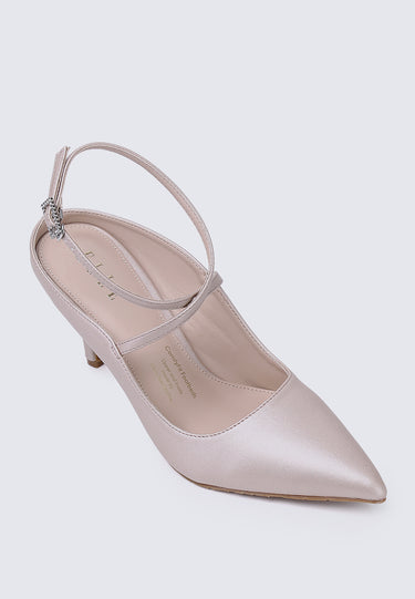 Sylvie Comfy Fit Footbed Microfiber Leather Heels In Blush