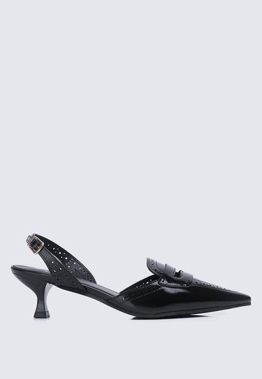 Remi Comfy Fit Footbed Microfiber Leather Heels In Black