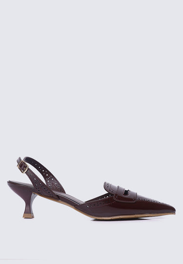Remi Comfy Fit Footbed Microfiber Leather Heels In Brown