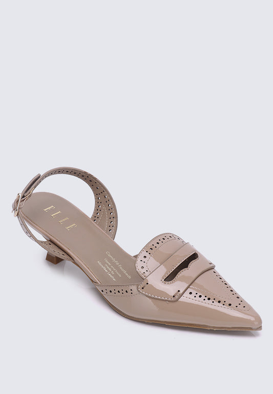 Remi Comfy Fit Footbed Microfiber Leather Heels In Taupe