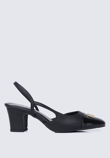 Charlene Comfy Fit Footbed Microfiber Leather Heels In Black